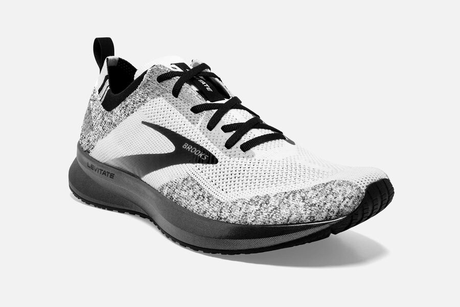 Levitate 4 Road Brooks Running Shoes NZ Mens - White/Black - JGUYRV-179